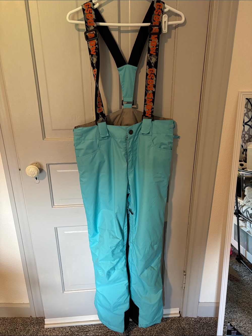 Women's Aqua Snow Pants with Detachable Suspenders